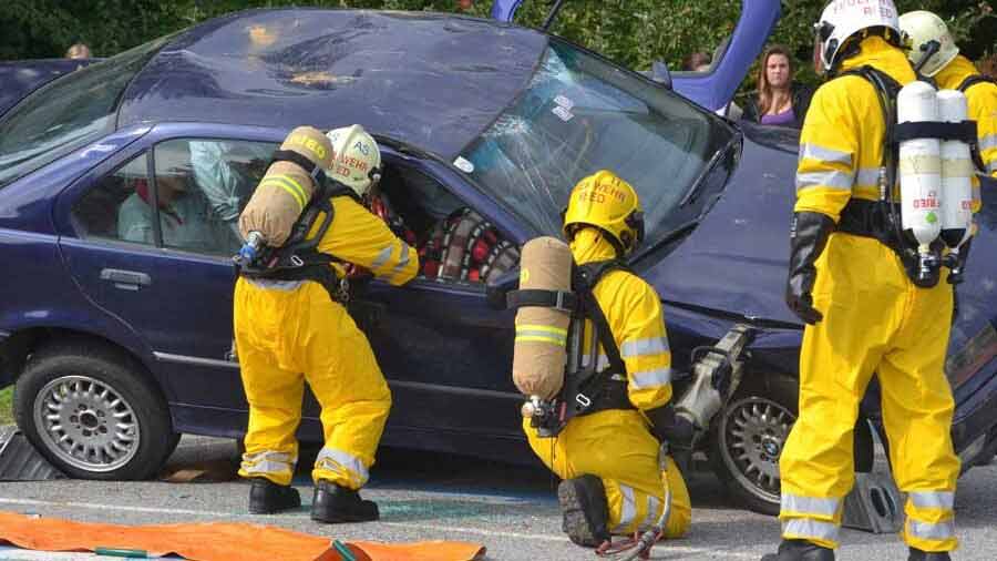 Rescue team on car accident